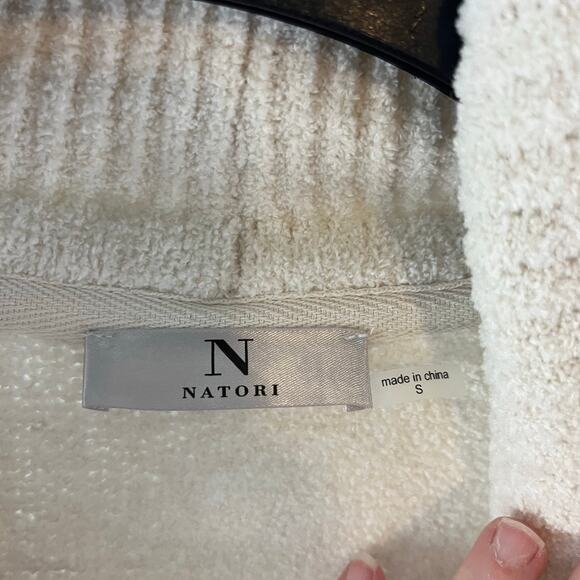 Natori Cozy Off White Open Front Cardigan Pockets Size Small - Picture 5 of 5